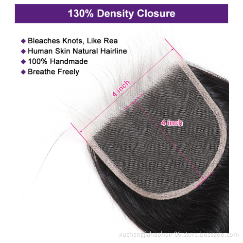 high quality 28 30inches 4x4 5x5 6x6 7x7 Swiss Lace Closure 100% Brazilian Human Hair Transparent Lace Closure HD Lace Closure
